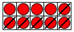 Ten red counters with 6 crossed out